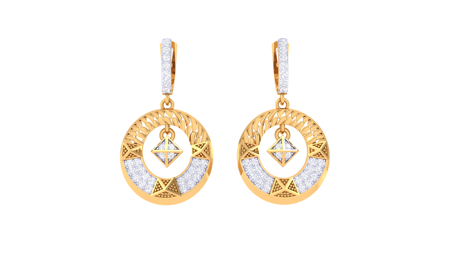 Geometric Hoop Earrings In Gold - 0.51 Ct Brilliant Diamonds