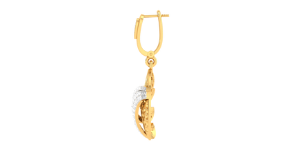 Wave Orbit Hoop Earrings In Yellow Gold - 1.19 Ct Round Shaped Diamonds