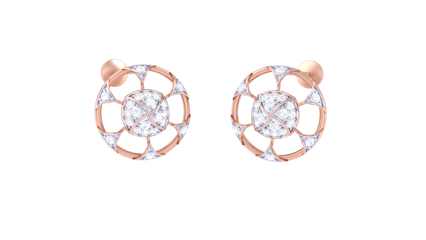 Floral Radiance Diamond Stud Earrings In Gold – 0.34 Ct