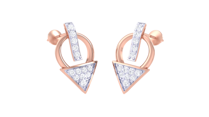 FiliGree Teardrop Stud Earrings In Yellow Gold - 0.23 Ct Round Cut Diamonds