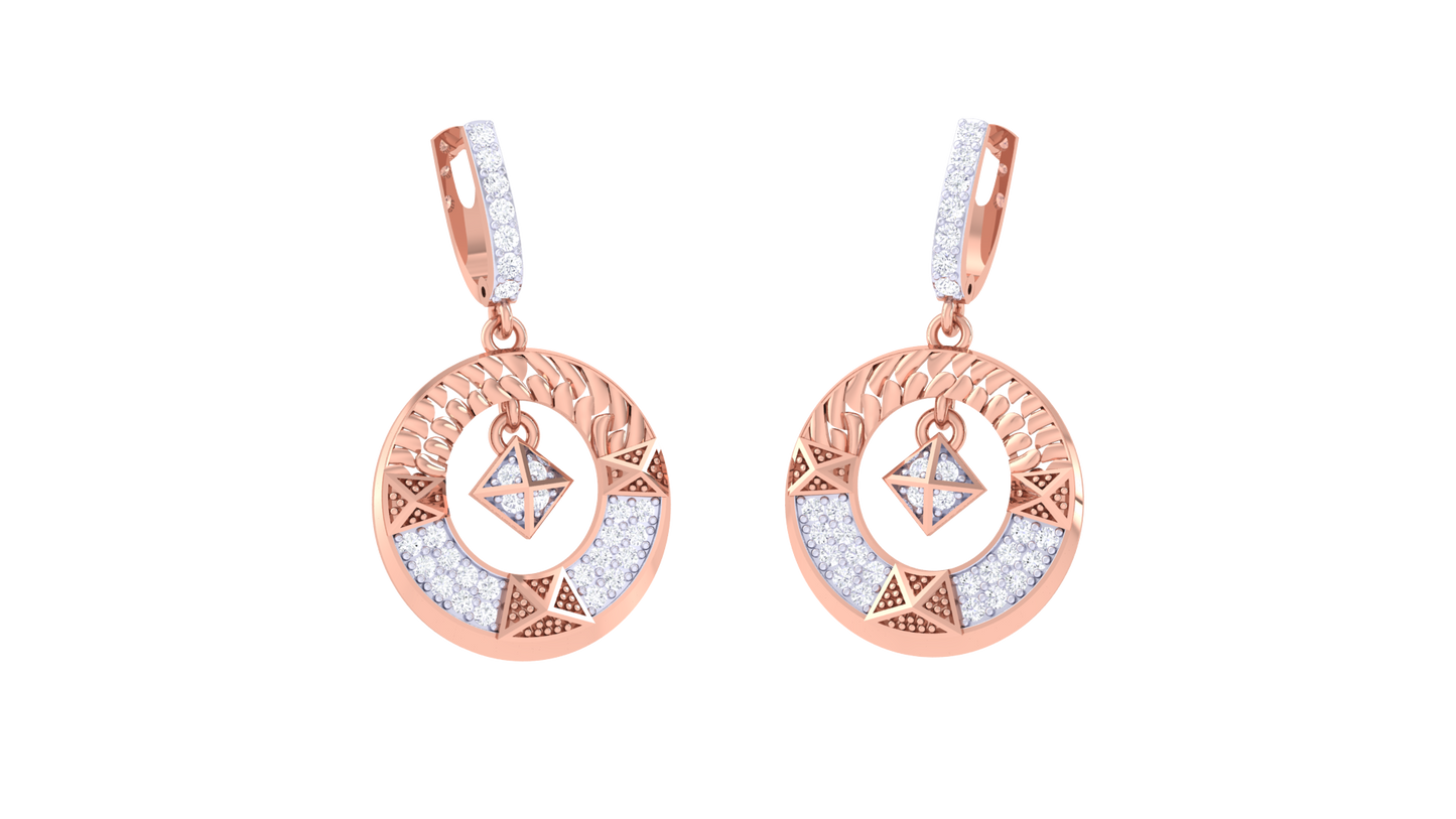 Geometric Hoop Earrings In Gold - 0.51 Ct Brilliant Diamonds