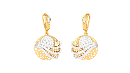 Wave Orbit Hoop Earrings In Yellow Gold - 1.19 Ct Round Shaped Diamonds