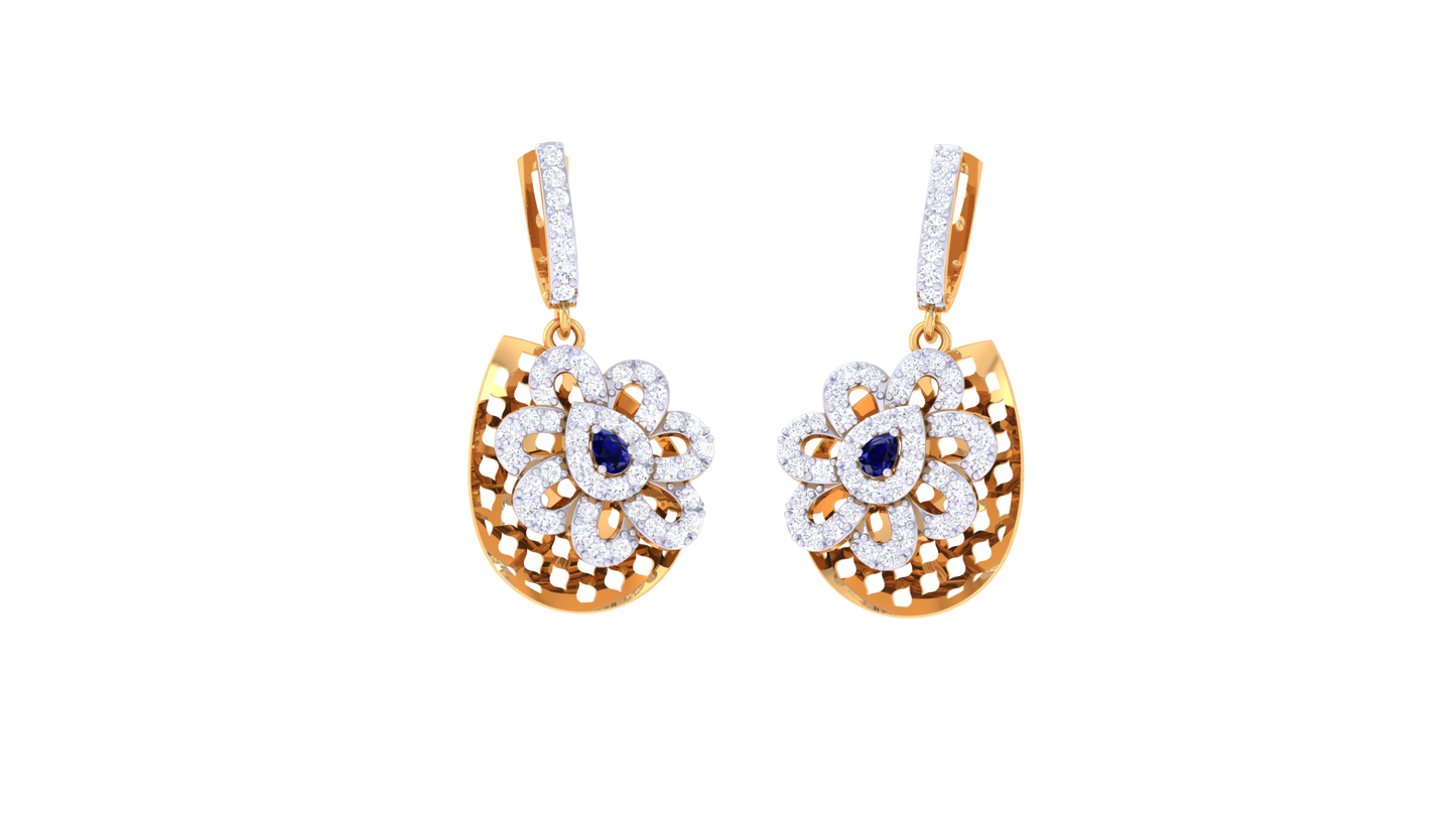 Sprial Bloom Diamond Hoop Earrings - 0.78 Ct