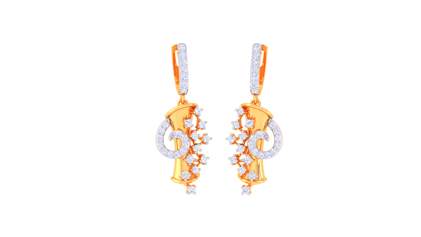 G-Luxe Initial Hoop Earrings In Gold - 0.51 Ct Diamond Clusters