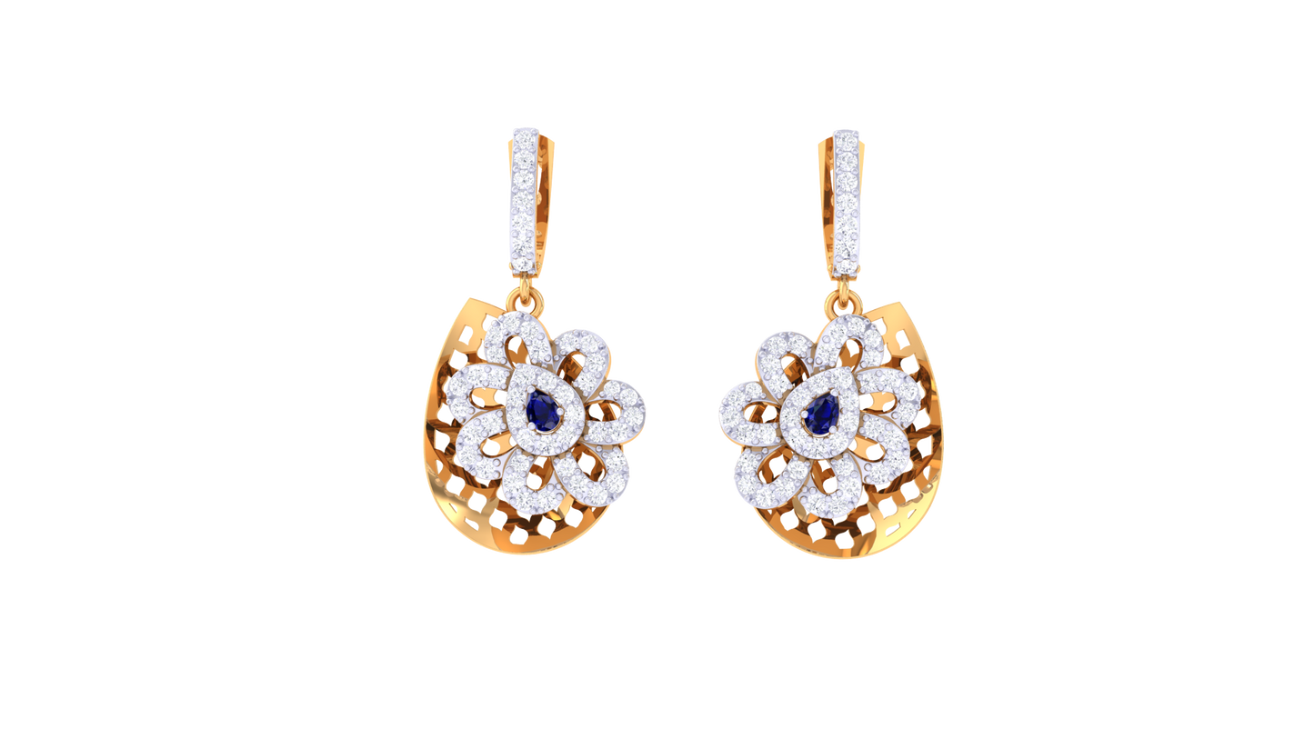 Sprial Bloom Diamond Hoop Earrings - 0.78 Ct