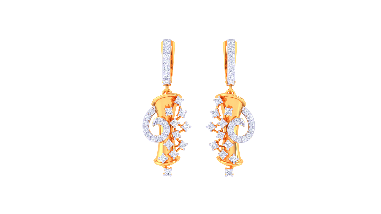 G-Luxe Initial Hoop Earrings In Gold - 0.51 Ct Diamond Clusters