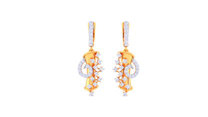 G-Luxe Initial Hoop Earrings In Gold - 0.51 Ct Diamond Clusters
