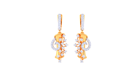 G-Luxe Initial Hoop Earrings In Gold - 0.51 Ct Diamond Clusters