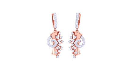 G-Luxe Initial Hoop Earrings In Gold - 0.51 Ct Diamond Clusters