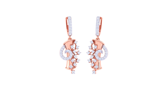 G-Luxe Initial Hoop Earrings In Gold - 0.51 Ct Diamond Clusters