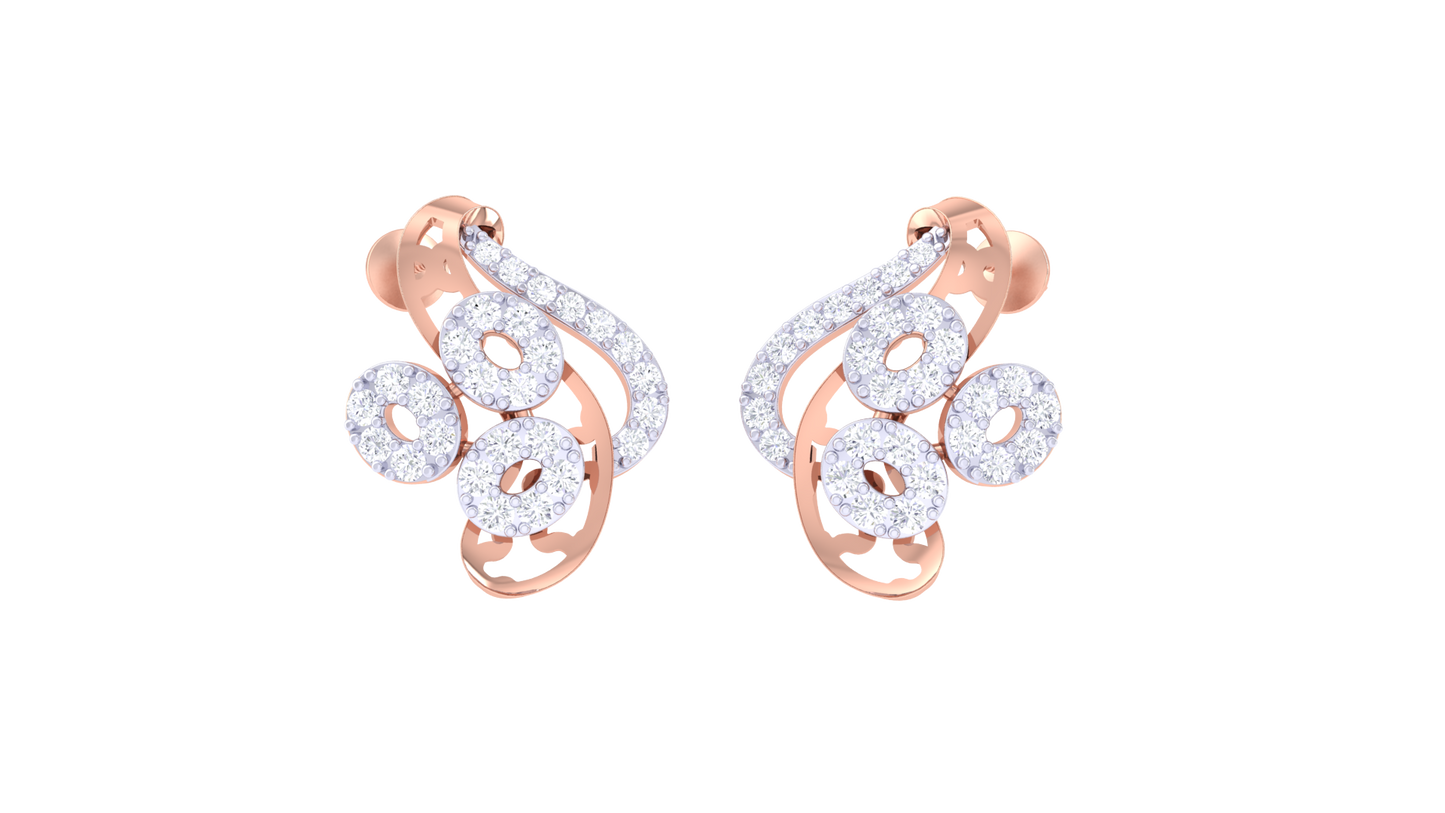 Glammering Petal Diamond Stud Earrings In Gold - 0.50 Ct