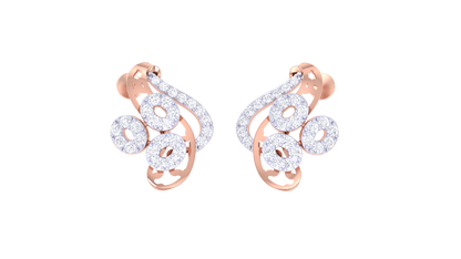 Glammering Petal Diamond Stud Earrings In Gold - 0.50 Ct