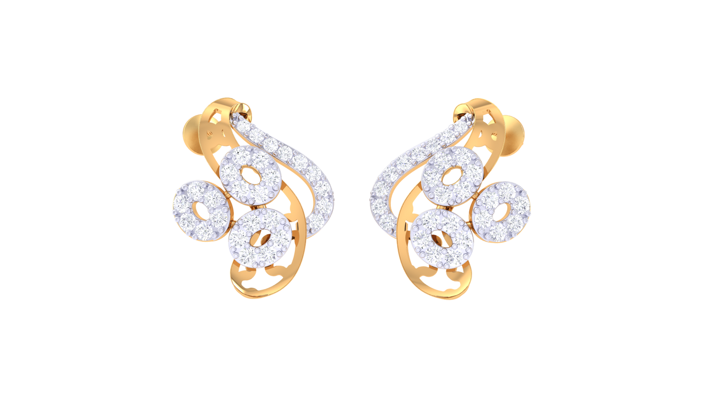 Glammering Petal Diamond Stud Earrings In Gold - 0.50 Ct