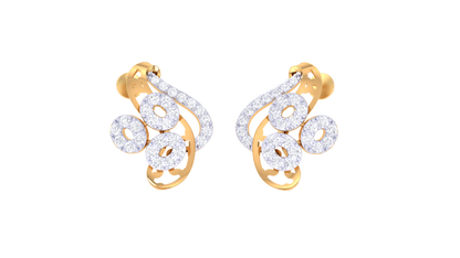 Glammering Petal Diamond Stud Earrings In Gold - 0.50 Ct