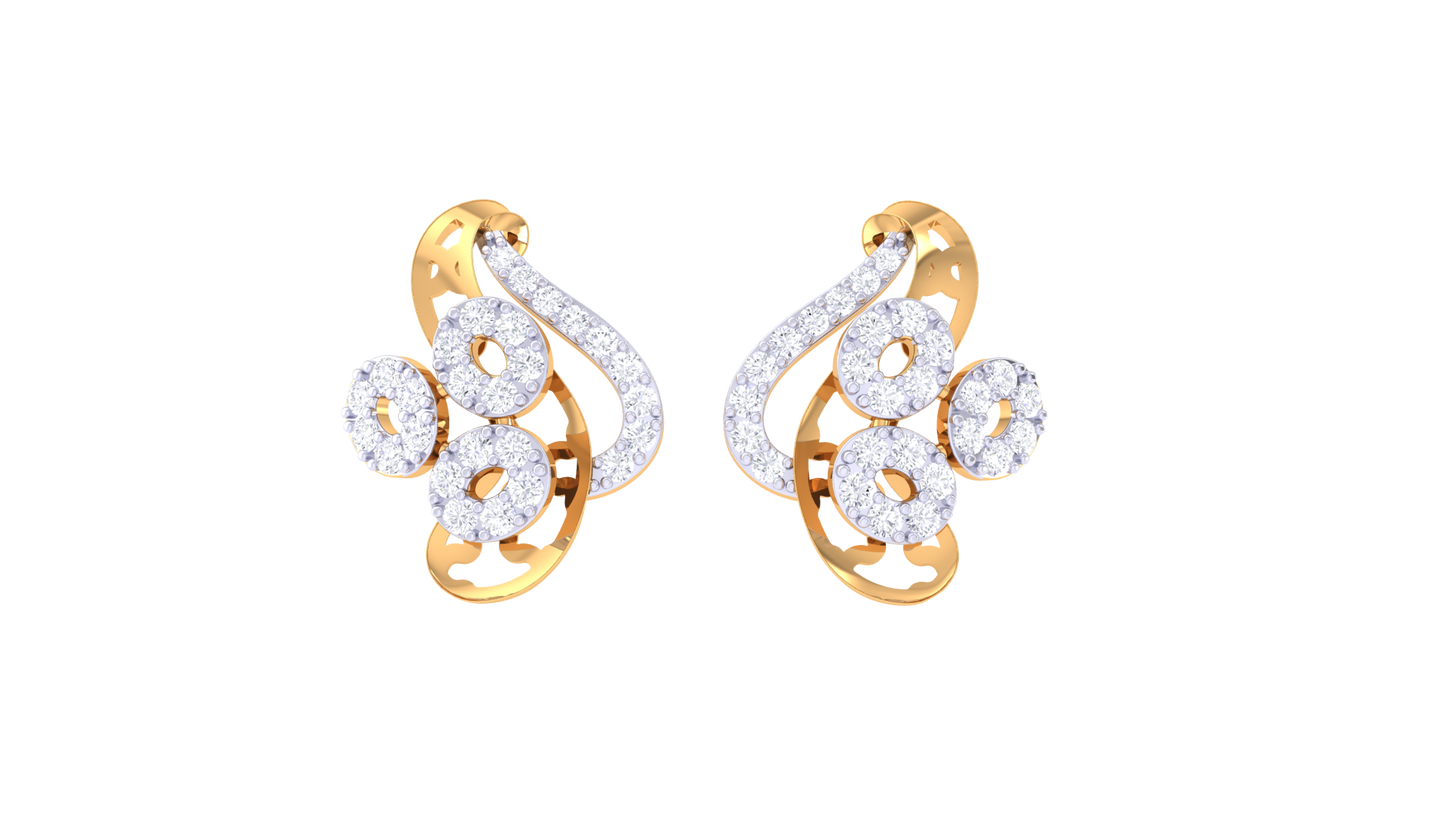 Glammering Petal Diamond Stud Earrings In Gold - 0.50 Ct