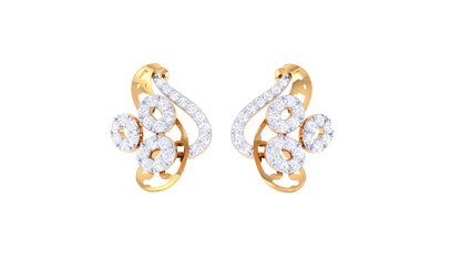 Glammering Petal Diamond Stud Earrings In Gold - 0.50 Ct