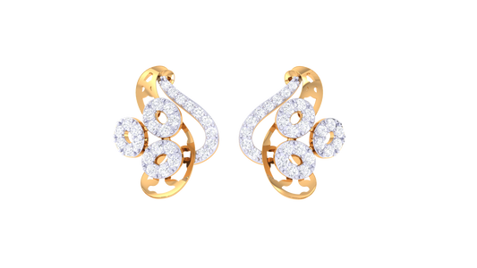 Glammering Petal Diamond Stud Earrings In Gold - 0.50 Ct