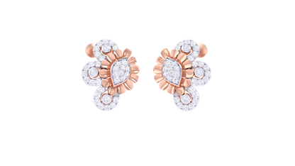 Gold Halo Bloom Stud Earrings - 0.54 Ct Sparkling Round Diamonds