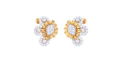 Gold Halo Bloom Stud Earrings - 0.54 Ct Sparkling Round Diamonds