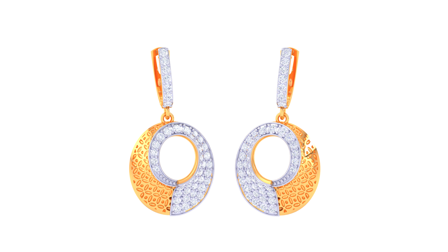 Golden Eclipse Hoop Earrings In Gold - 0.91 Ct Diamond Detailing