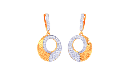 Golden Eclipse Hoop Earrings In Gold - 0.91 Ct Diamond Detailing