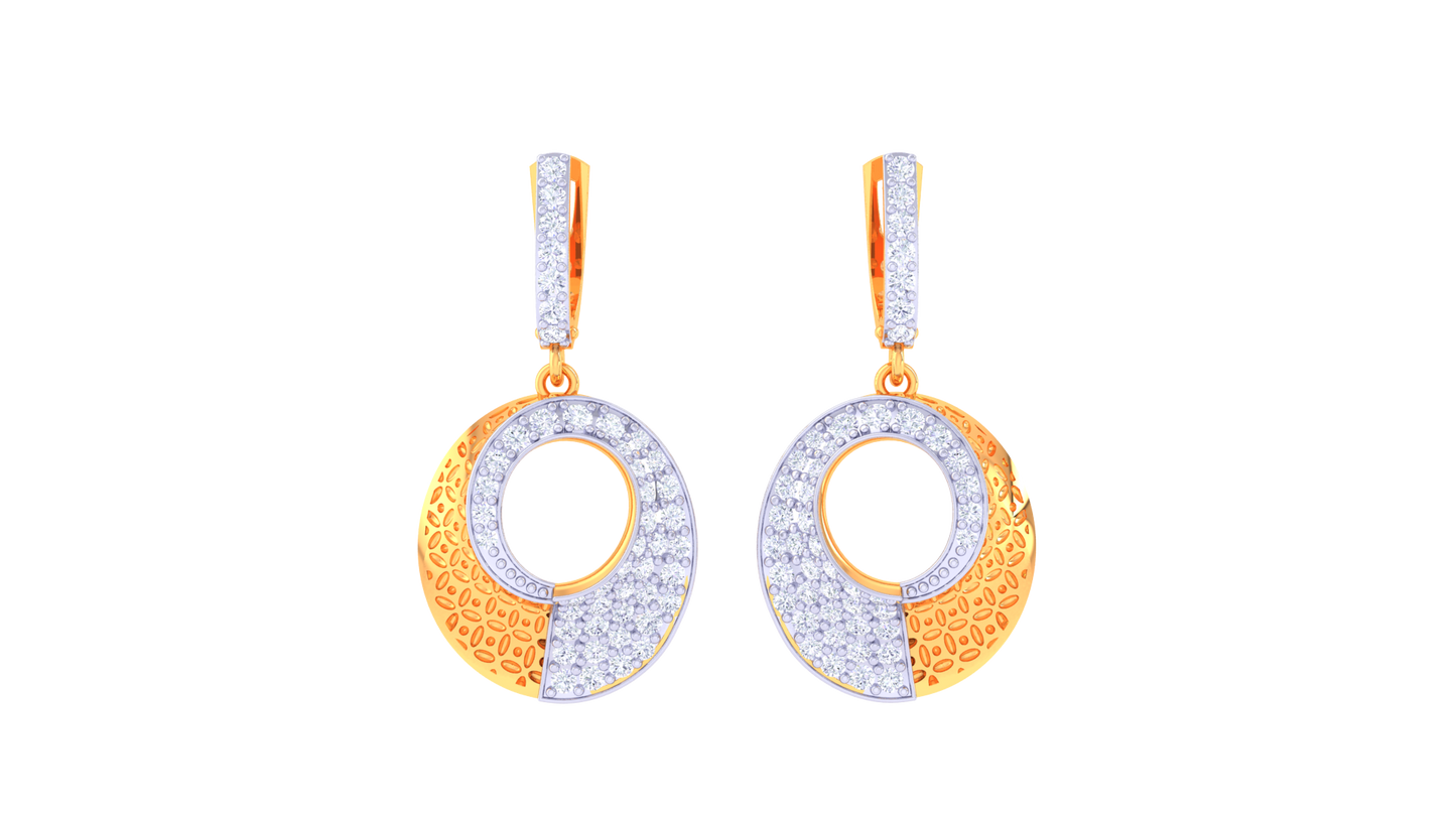 Golden Eclipse Hoop Earrings In Gold - 0.91 Ct Diamond Detailing