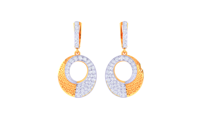 Golden Eclipse Hoop Earrings In Gold - 0.91 Ct Diamond Detailing