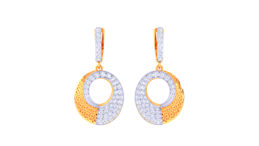 Golden Eclipse Hoop Earrings In Gold - 0.91 Ct Diamond Detailing