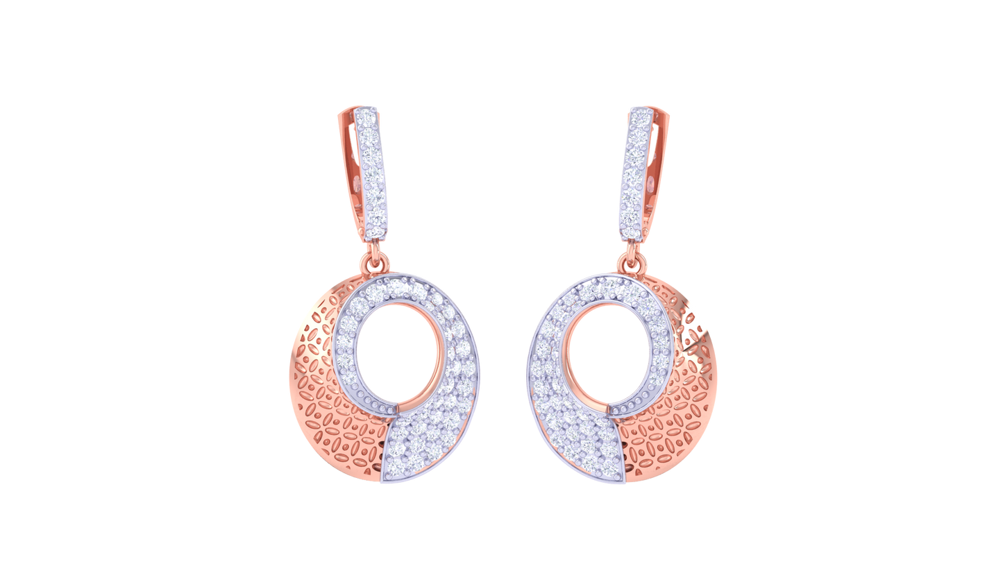 Golden Eclipse Hoop Earrings In Gold - 0.91 Ct Diamond Detailing