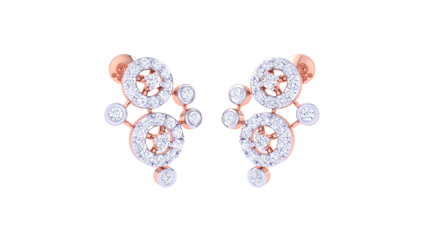 Orbit Cluster Stud Earrings In Gold - 0.52 Ct Brilliant Diamond