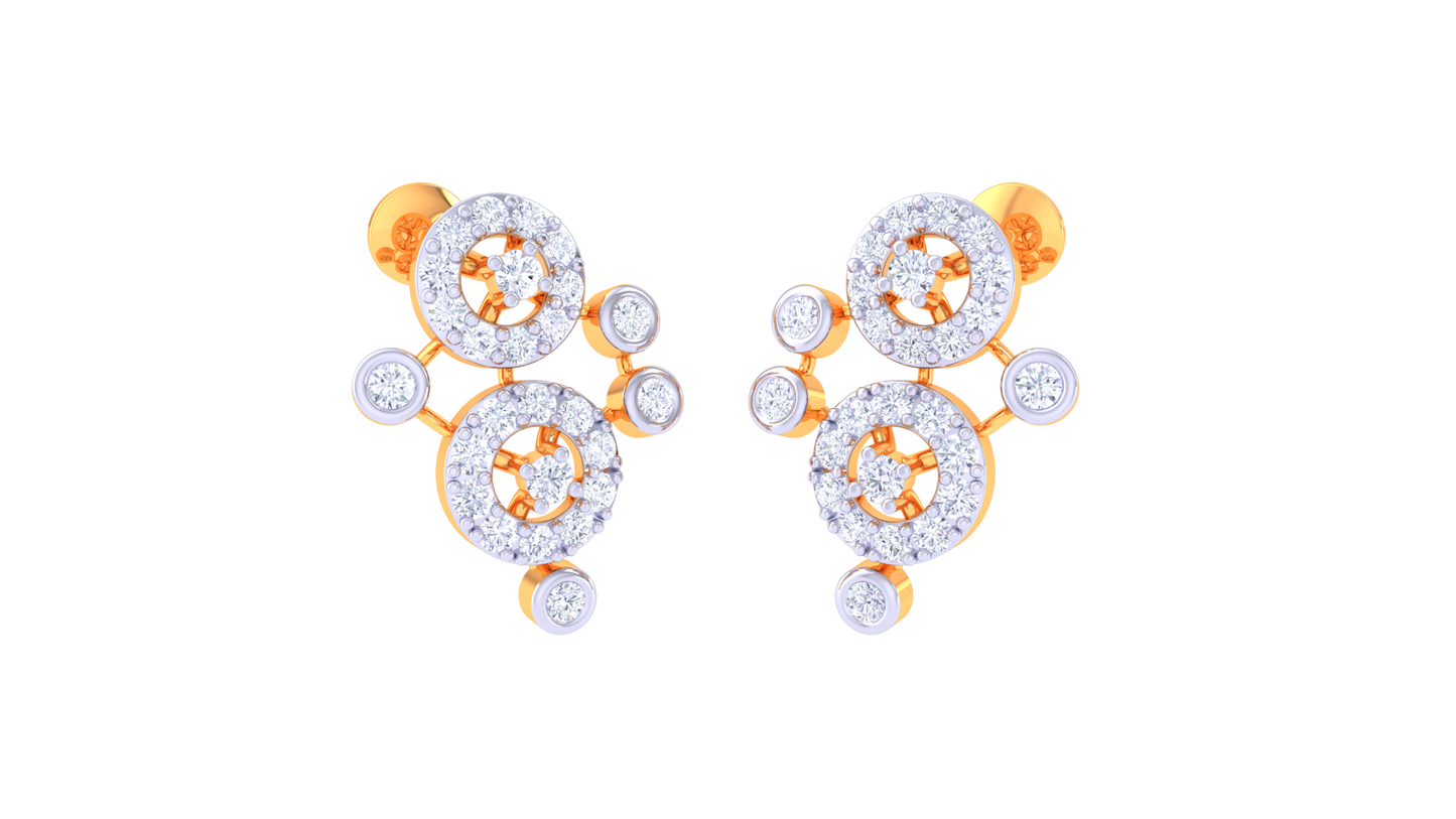 Orbit Cluster Stud Earrings In Gold - 0.52 Ct Brilliant Diamond