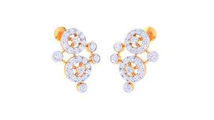 Orbit Cluster Stud Earrings In Gold - 0.52 Ct Brilliant Diamond