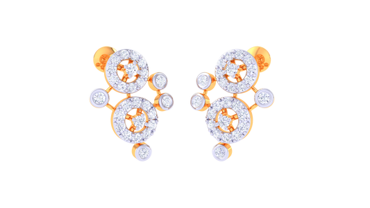 Orbit Cluster Stud Earrings In Gold - 0.52 Ct Brilliant Diamond