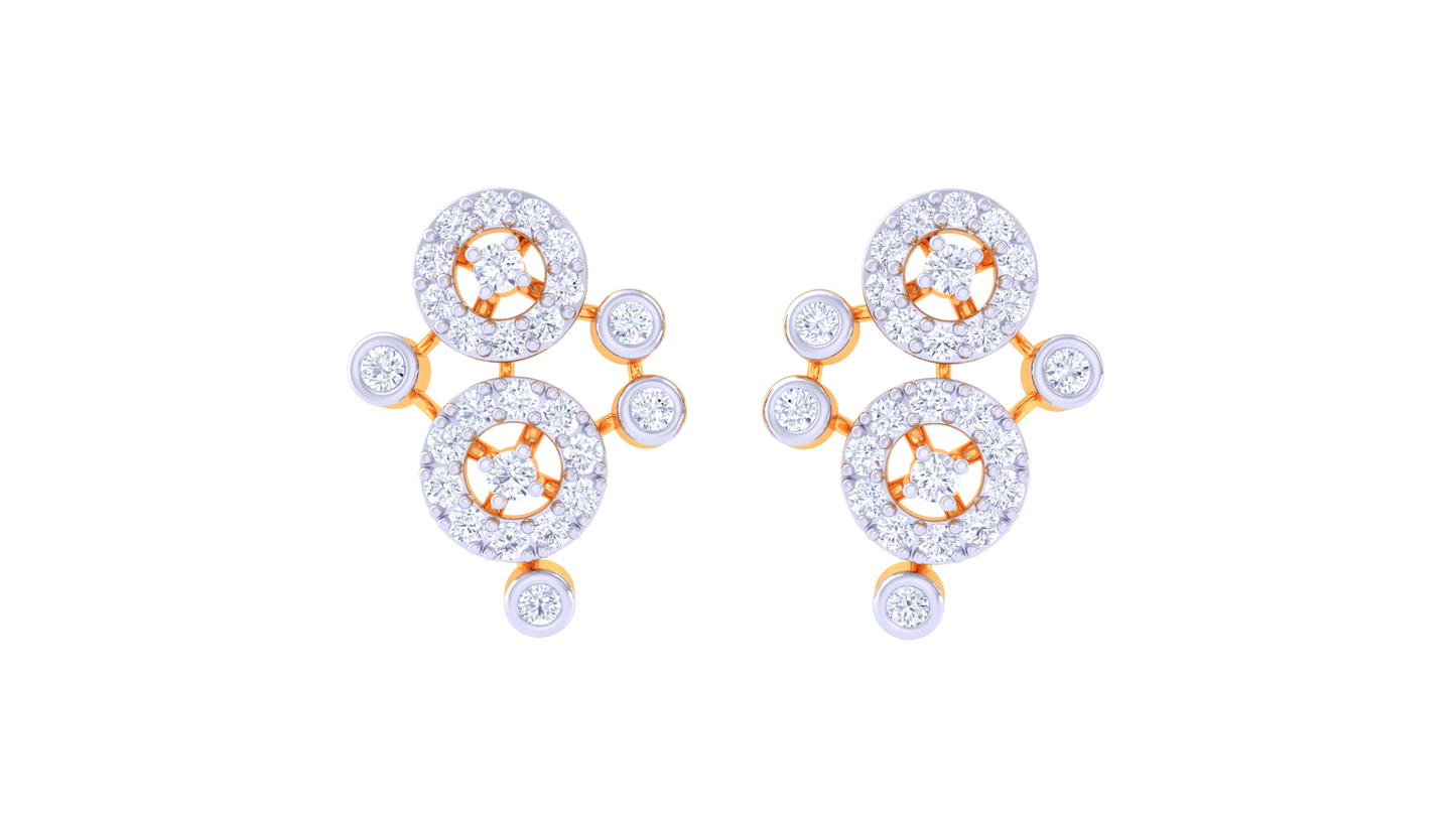 Orbit Cluster Stud Earrings In Gold - 0.52 Ct Brilliant Diamond