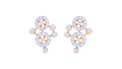 Orbit Cluster Stud Earrings In Gold - 0.52 Ct Brilliant Diamond