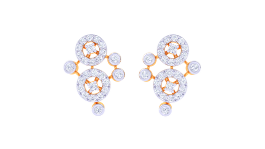 Orbit Cluster Stud Earrings In Gold - 0.52 Ct Brilliant Diamond