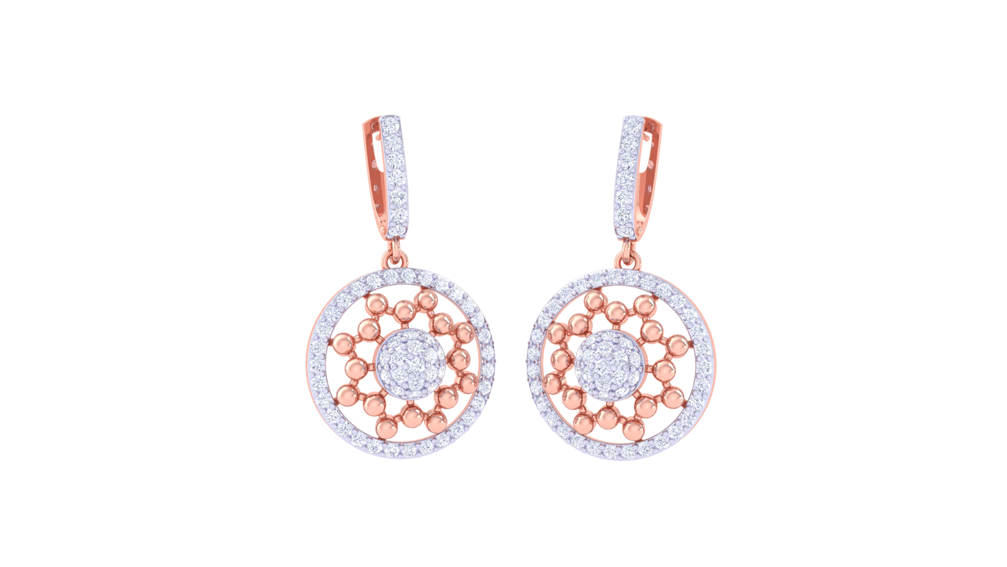 Radiant Orbit Golden Hoop Earrings - 0.95 Ct Diamond Halo