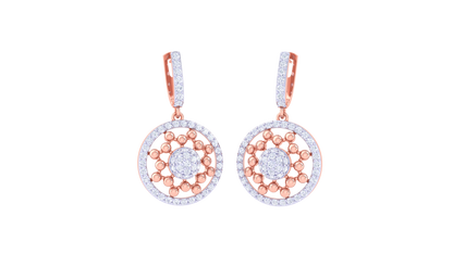 Radiant Orbit Golden Hoop Earrings - 0.95 Ct Diamond Halo