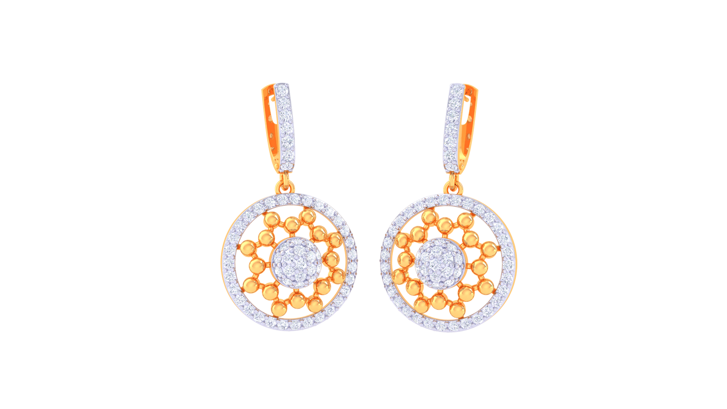 Radiant Orbit Golden Hoop Earrings - 0.95 Ct Diamond Halo