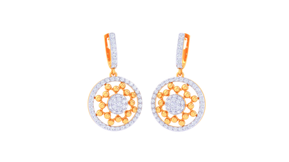 Radiant Orbit Golden Hoop Earrings - 0.95 Ct Diamond Halo