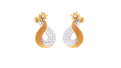 Blooming Twists Spark Drop Earring In Yellow Gold - 0.30 Ct Sparkling Round Diamonds
