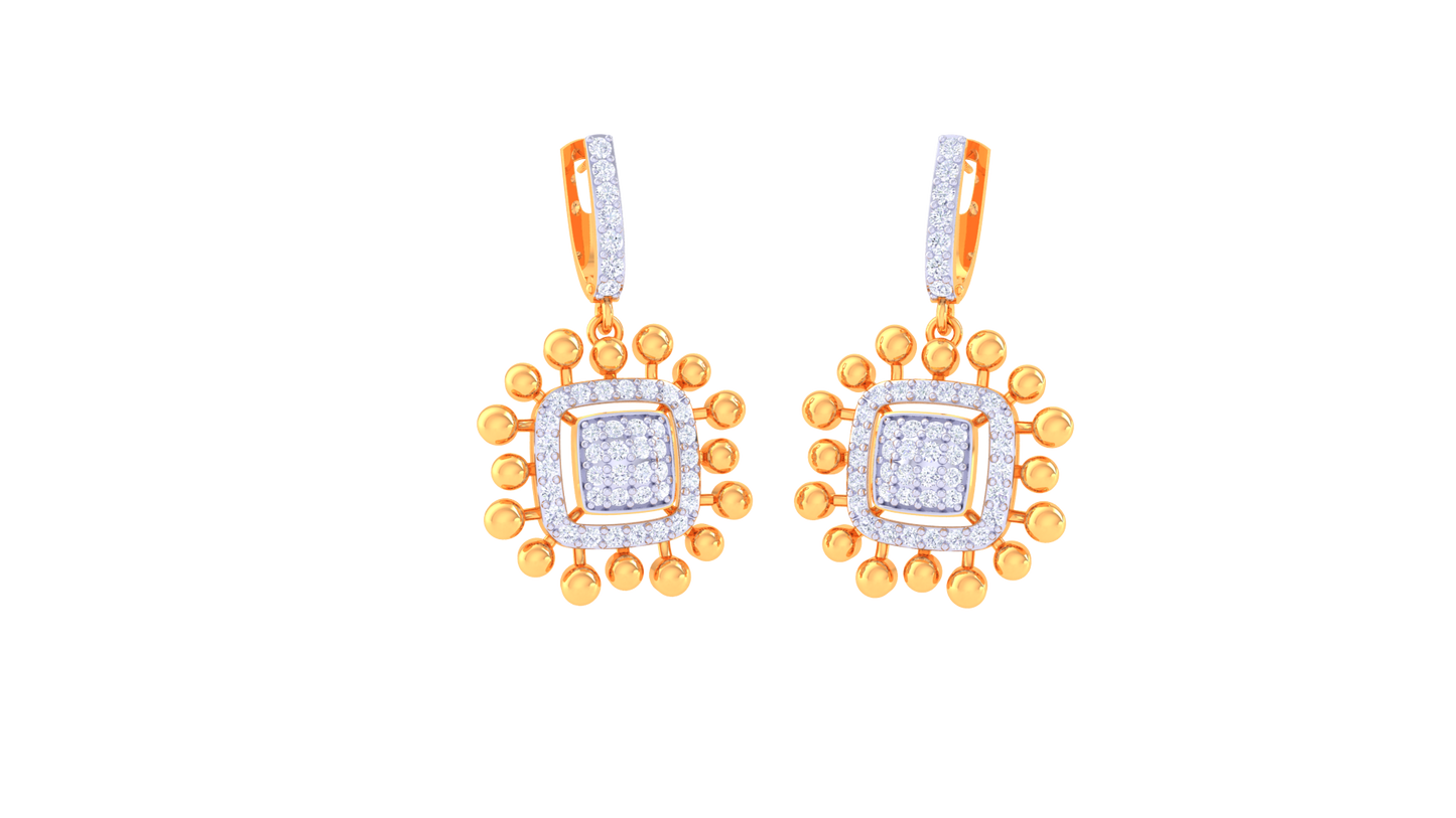 Sunbrust Square Diamond Hoop Earrings In Gold - 0.75 Ct Brilliant Cut