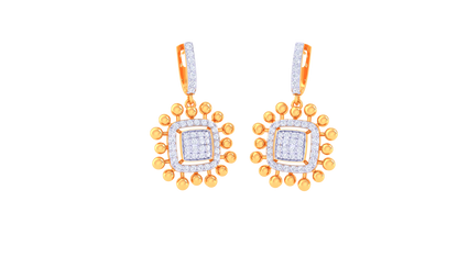 Sunbrust Square Diamond Hoop Earrings In Gold - 0.75 Ct Brilliant Cut