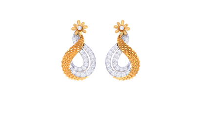 Blooming Twists Spark Drop Earring In Yellow Gold - 0.30 Ct Sparkling Round Diamonds