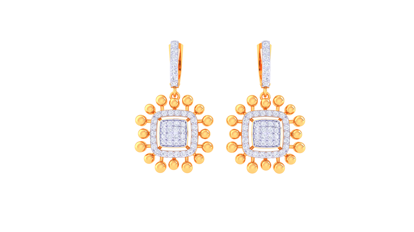 Sunbrust Square Diamond Hoop Earrings In Gold - 0.75 Ct Brilliant Cut
