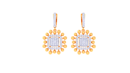 Sunbrust Square Diamond Hoop Earrings In Gold - 0.75 Ct Brilliant Cut