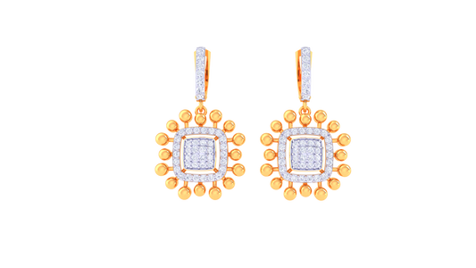 Sunbrust Square Diamond Hoop Earrings In Gold - 0.75 Ct Brilliant Cut