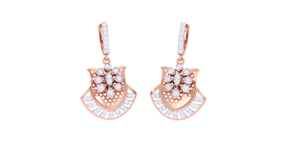 Dazzling Petal Diamond Hoop Earrings In Gold - 0.58 Ct