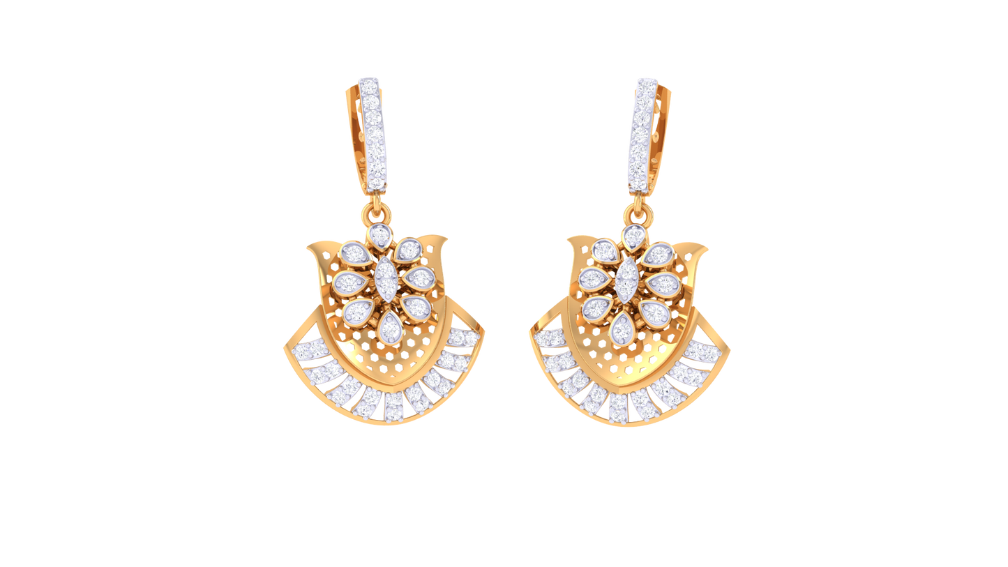 Dazzling Petal Diamond Hoop Earrings In Gold - 0.58 Ct