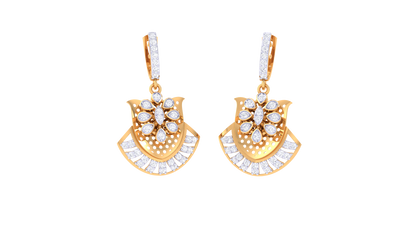 Dazzling Petal Diamond Hoop Earrings In Gold - 0.58 Ct